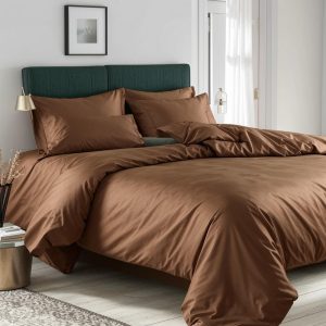 С каким интерьером сочетается коричневое постельное белье?